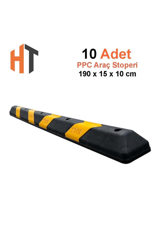 Plastik Oto Park Araç Stoperi 190 Cm Siyah-Sarı 10'Lu Set