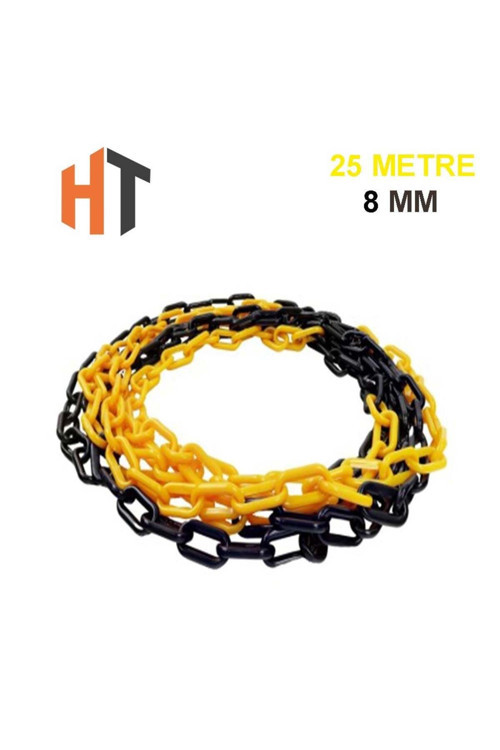 Plastik Zincir Sarı-Siyah (Kalın 8Mm) 25 Metre