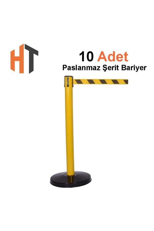 Yönlendirme Şerit Bariyer ,Elektrostatik Boyalı Sarı-Siyah 10 Adet