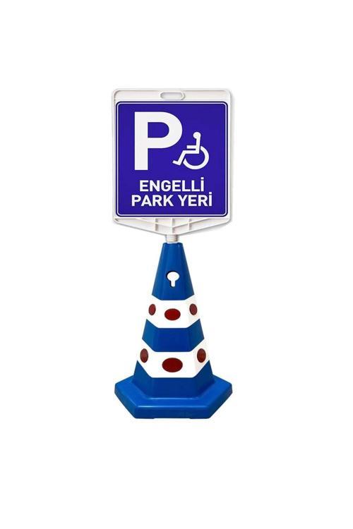 Engelli Park Yeri Çift Taraf Baskı Mavi Ultra Kedi Gözlü Ağırlıklı Koni Seti Trafik Dubası