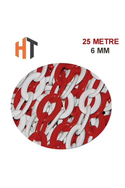 Plastik Zincir Kırmızı-Beyaz 6 Mm X 25 Metre
