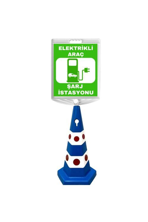 Elektrikli Araç Şarj İstasyonu Çift Taraf Baskı Mavi Ultra Kedi Gözlü Ağırlıklı Koni Seti Trafik Dub