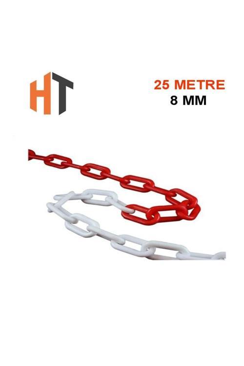 Plastik Zincir Kırmızı-Beyaz (Kalın 8Mm) 25 Metre
