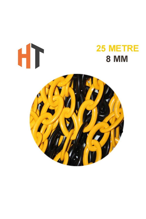 Plastik Zincir Sarı-Siyah 8 Mm X 25 Metre