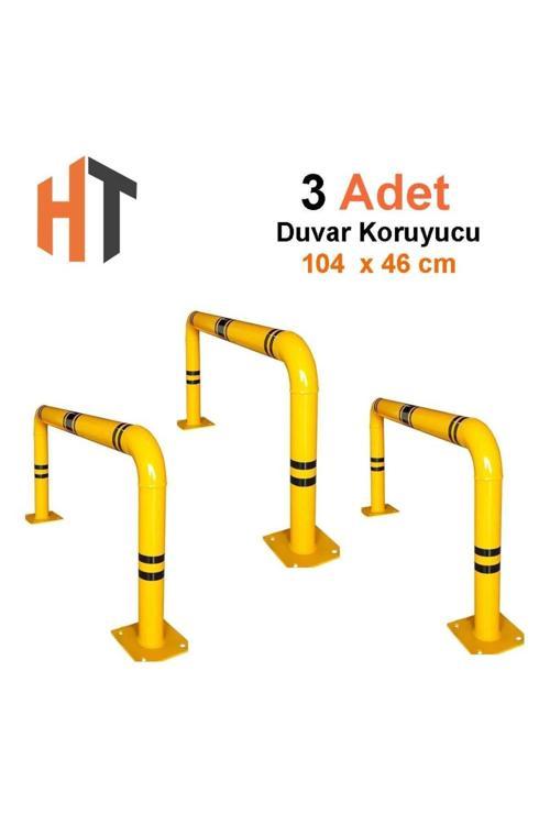 3'Lü Otopark Kolon Koruyucu Bariyer Seti, Metal Bariyer 104X46Cm