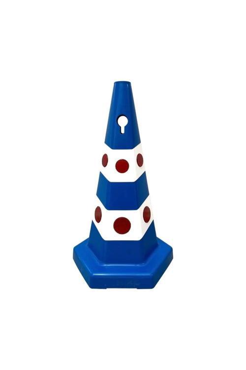 Mavi Kedi Gözlü Altıgen Trafik Konisi 65 Cm Trafik Dubası
