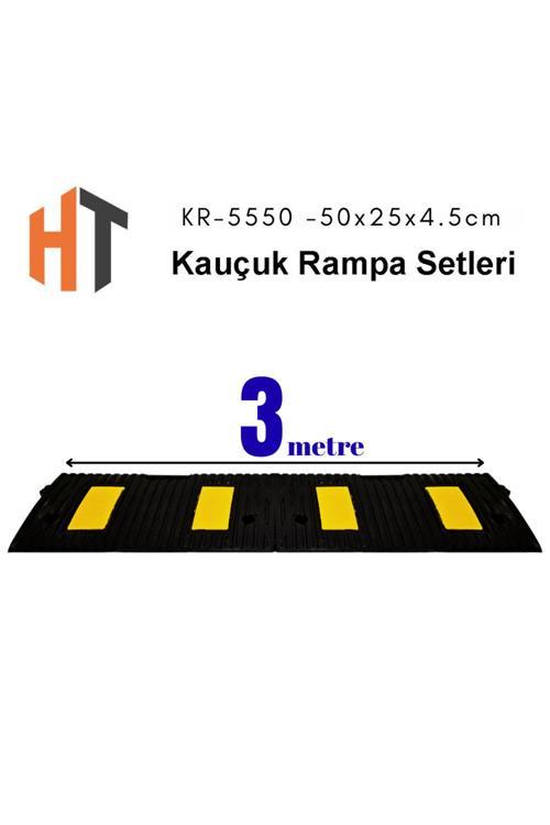 3 Metre Kauçuk Rampa, Otopark Rampası, Kaldırım Rampası 25 X 50 X 4 Cm