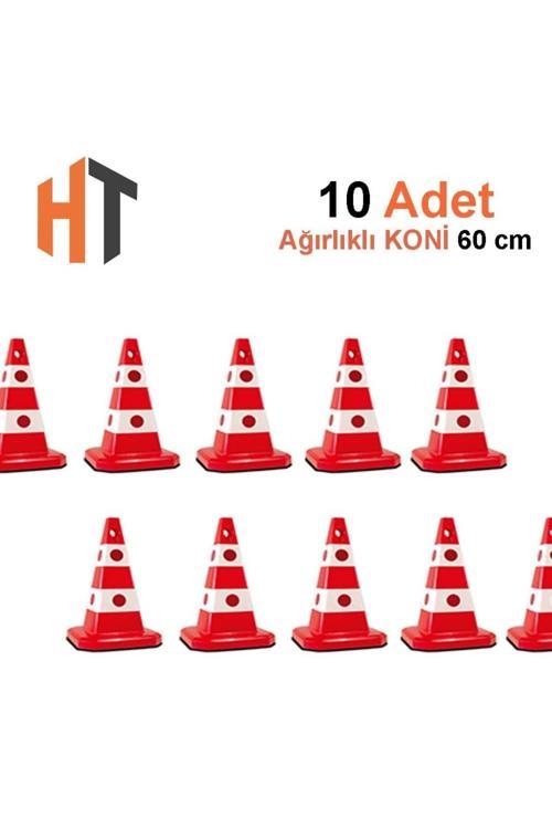 Ultra Kedi Gözlü Trafik Konisi Ağırlıklı 60 Cm Trafik Dubası-10 Adet
