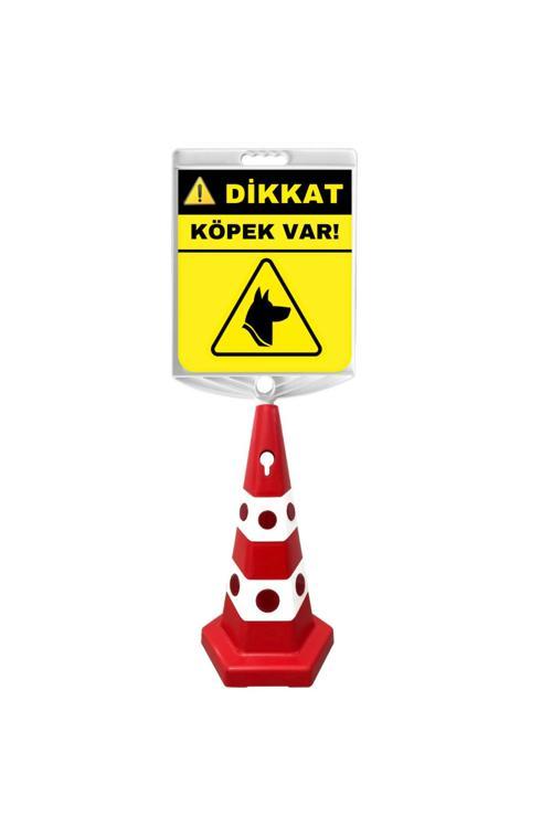 Dikkat Köpek Var Çift Taraf Baskı Kırmızı Ultra Kedi Gözlü Ağırlıklı Koni Seti Trafik Dubası