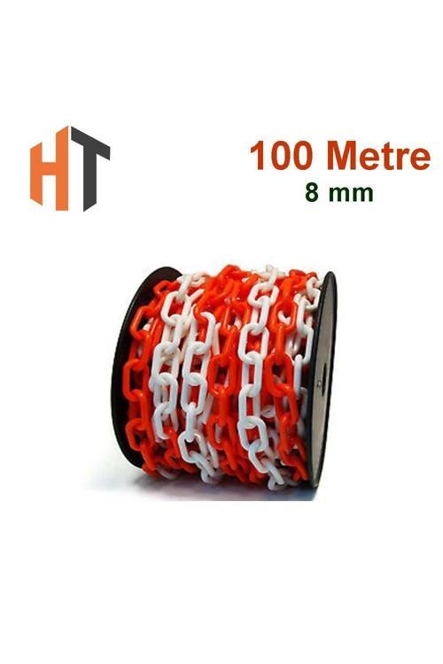 Plastik Zincir Kırmızı-Beyaz (Kalın 8Mm) 100 Metre