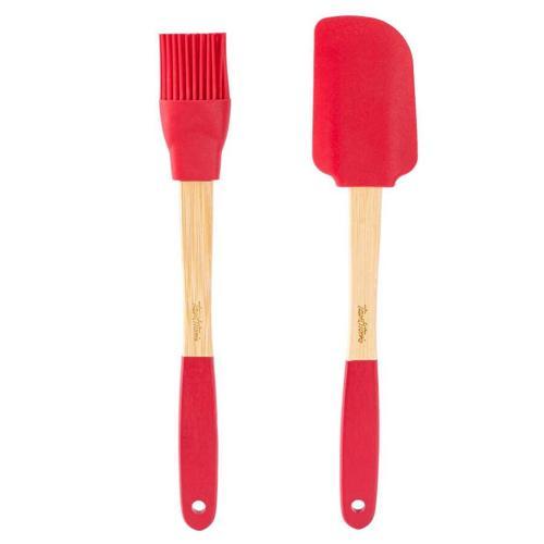Bambu Saplı Kırmızı Silikon Spatula Ve Fırça Seti (8695835414928)