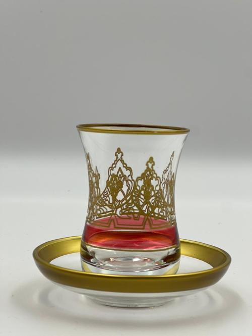 Altın Taç Desenli 6 Kişilik Çay Bardağı Seti