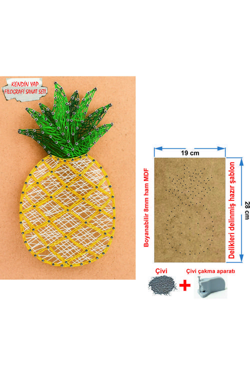 İp Sanatı Dikkat Geliştirici el becerisi Çocuk Montessori Eğitimi Filografi Hazır Set Ananas