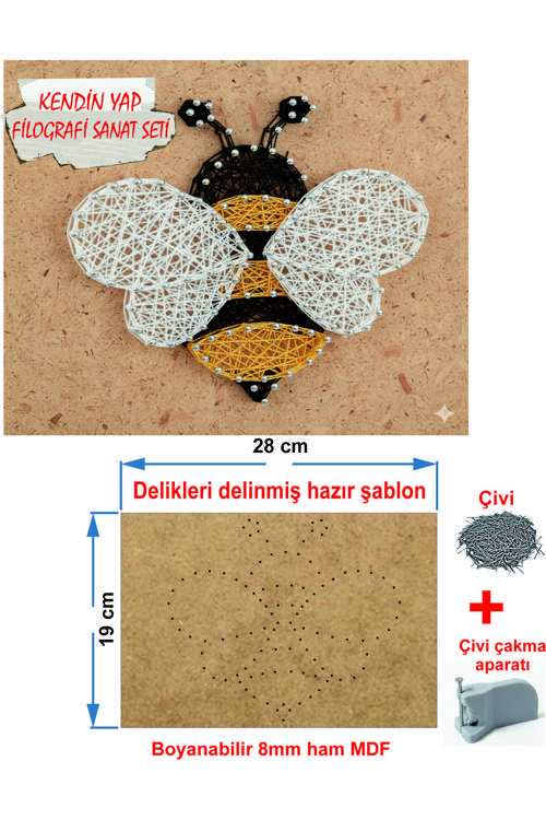 İp Sanatı Dikkat Geliştirici el becerisi Çocuk Montessori Eğitimi Filografi Hazır Set Arı