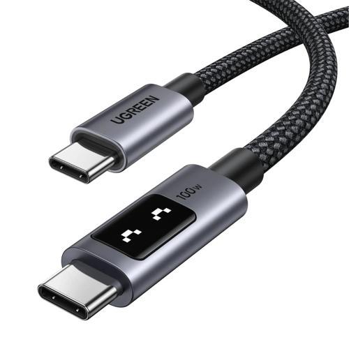 Uno USB-C 100W 5A QC PD Örgülü Hızlı Şarj Kablosu, 1 Metre, Siyah, 35501