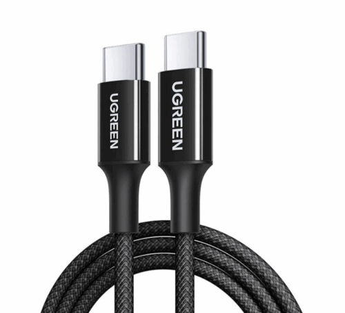 USB-C 100W 5A QC PD Örgülü Hızlı Şarj Kablosu, 1 Metre, Siyah, 65249