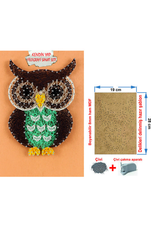 İp Sanatı Dikkat Geliştirici el becerisi Çocuk Montessori Eğitimi Filografi Hazır Set Baykuş