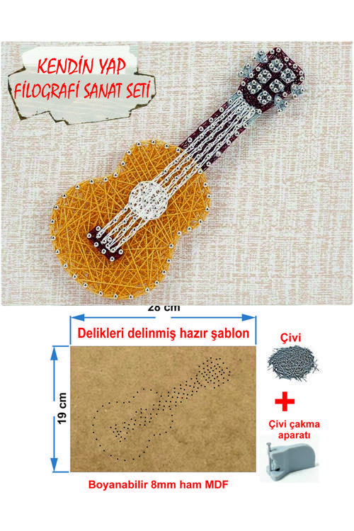 İp Sanatı Dikkat Geliştirici el becerisi Çocuk Montessori Eğitimi Filografi Hazır Set Gitar