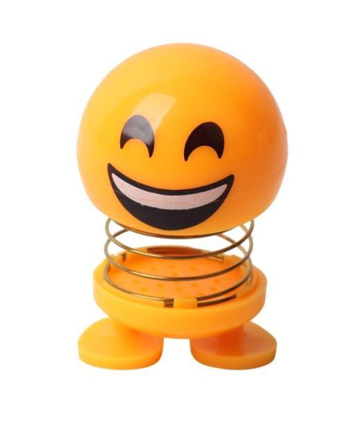 Kahkaha Atan Emoji Smile Zıp Zıp Kafa 8 cm Araba Torpido Süsü Masaüstü Dekoratif Figür Pasta Süsü