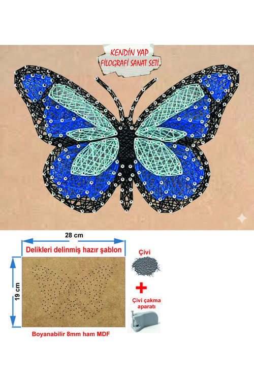 İp Sanatı Dikkat Geliştirici el becerisi Çocuk Montessori Eğitimi Filografi Hazır Set Kelebek