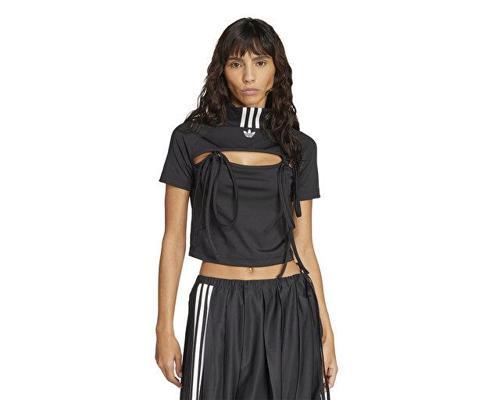 Ribbon Crop Top Kadın Günlük Tişört JX2537 Siyah
