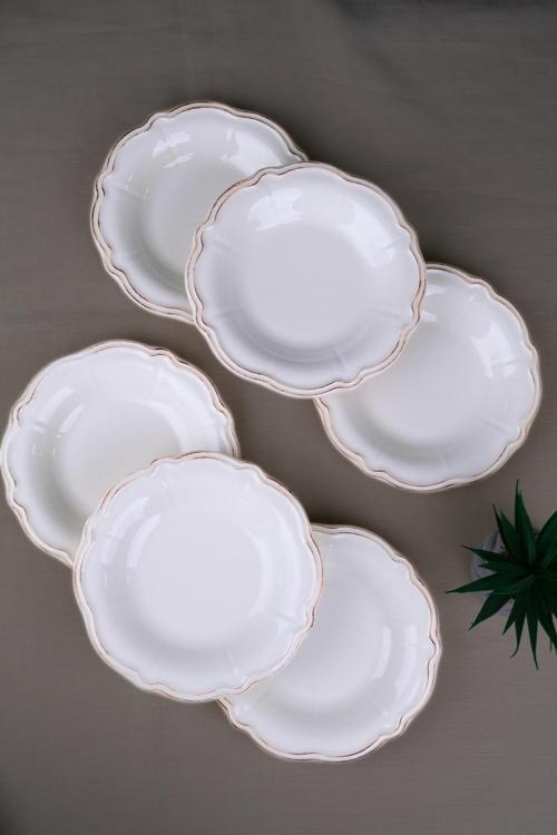 Porselen Antik Stoneware Çukur Tabak 22cm 6 Kişilik 6 Parça