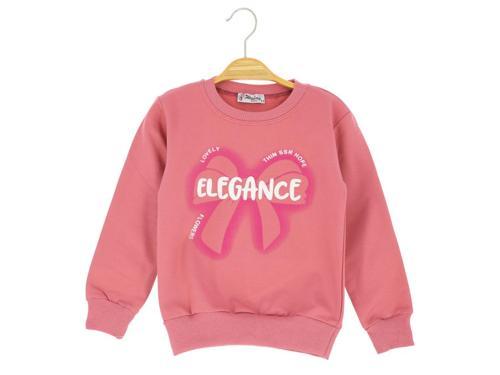 FİYONKLU ELEGANCE BASKILI İKİ İPLİK ŞARDONLU SWEATSHIRT - Gül Kurusu - 3 Yaş - ERL50687-Gül Kurusu-3 Yaş Gül Kurusu