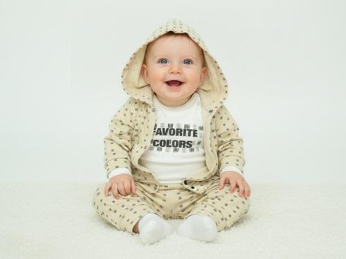 FAVORITE BASKILI KAPÜŞONLU HIRKA BODYLİ ALT ÜST TAKIM - ATABAY - MNS3038 - Bej - 6 Ay - MNS3038-Bej-6 Ay Bej