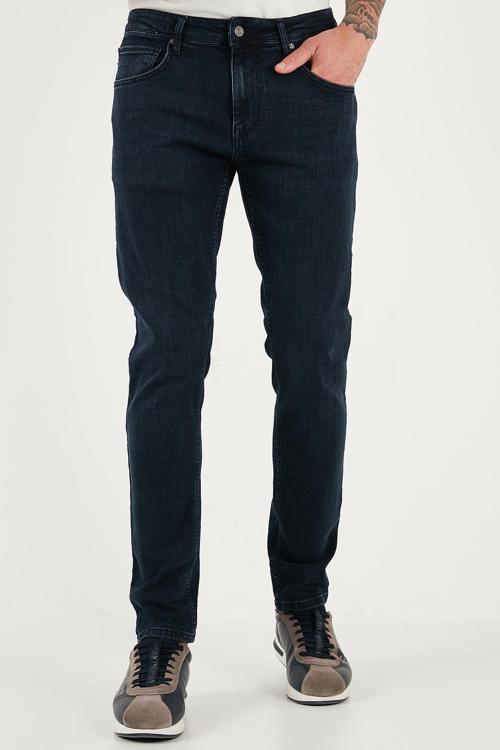 Pamuklu Slim Fit Yüksek Bel Dar Paça Jeans Erkek Kot Pantolon 3300C47TOKYO LACİVERT