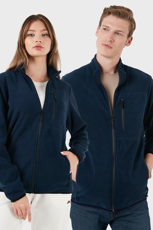 Slim Fit Cepli Fermuarlı Anti-Pilling Tüylenme Yapmayan Soğuk Geçirmez Polar Unisex Hırka 5906028S1 LACİVERT