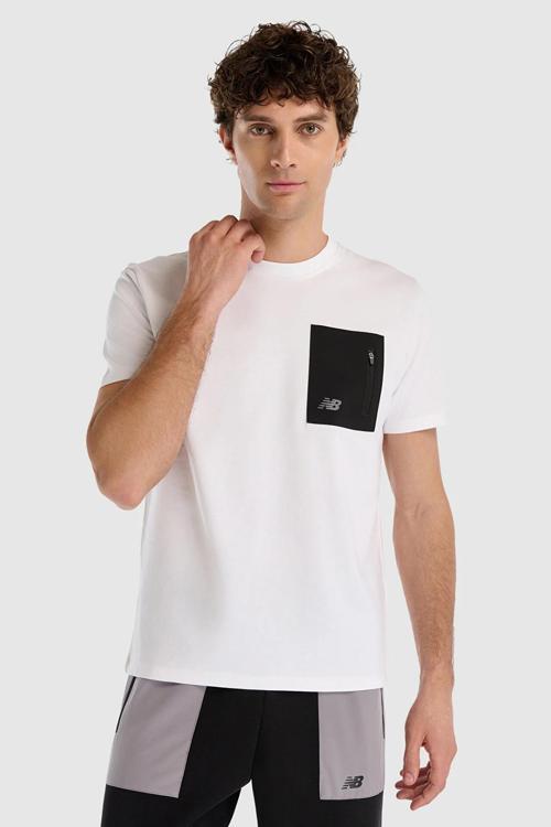 NB Lifestyle % 100 Pamuk Comfort Fit Cep Detaylı Erkek T Shirt MNT1516WT BEYAZ