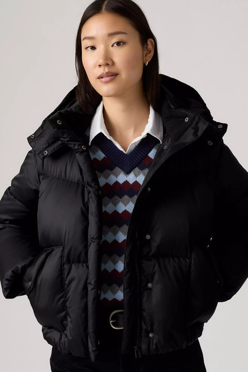 Kapitoneli Regular Fit Şişme Bayan Mont 003MD-0001 SİYAH