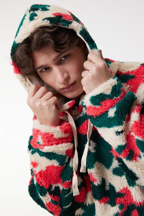 Regular Fit Yumuşak Dokulu Kapüşon Yaka Erkek Sweat L232307 900 Bej-kırmızı-Lacivert