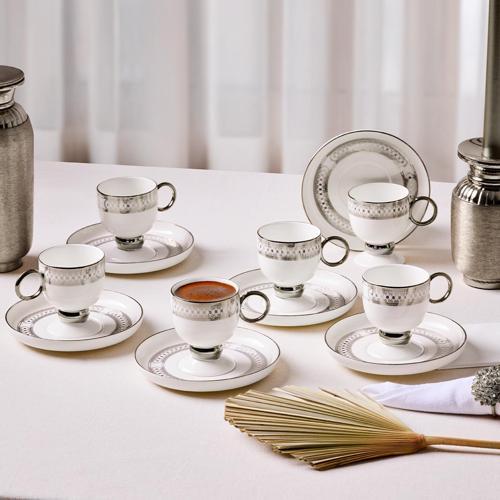 Aurelia Silver 12 Parça 6 Kişilik Kahve Fincan Takımı 90 ml