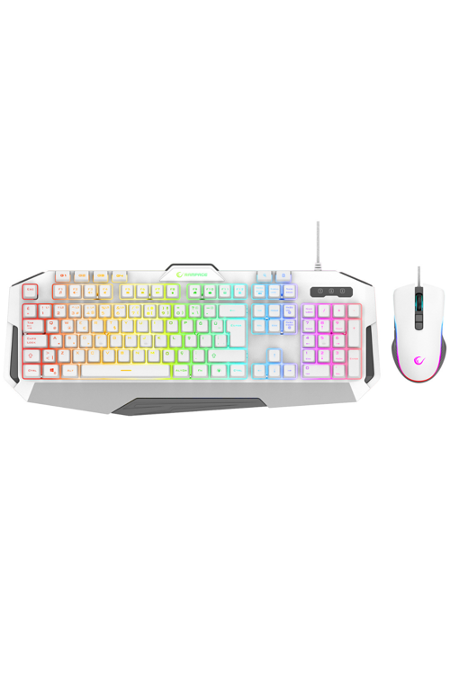 KM-34 GLARE Beyaz Usb RGB Aydınlatmalı Q 12800 DPI Mouse Gaming Oyuncu Klavye Set