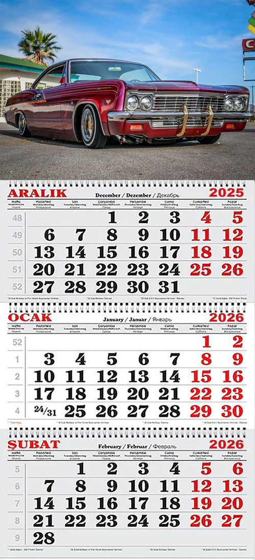 2026 Yılı Gemici Takvimi-Klasik Otomobiller
