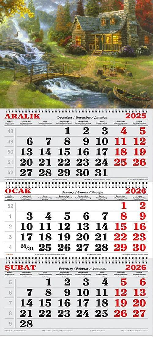 2026 Yılı Gemici Takvimi-Şelale Yanındaki Çiftlik Evi