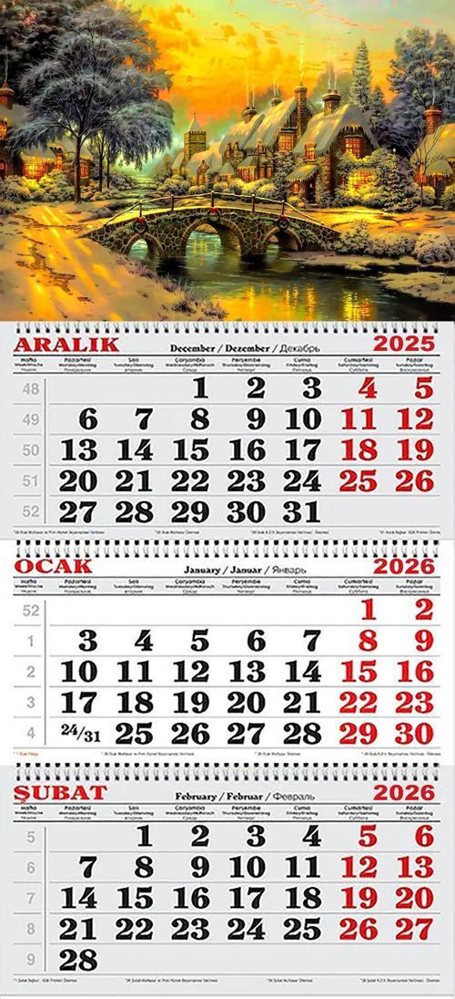 2026 Yılı Gemici Takvimi-Kartpostallardaki Kış Manzaraları