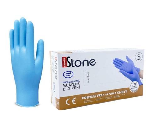 Stone Nitril Pudrasız Mavi Muayene Eldiveni 100' lü Paket Small