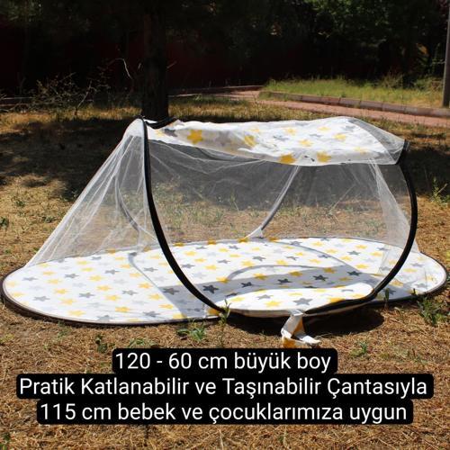 Katlanabilir Bebek Cibinlik Tül Sineklik Haşere Koruyucu Çantalı Bebek Gölgelik Çadırı 120-60 cm