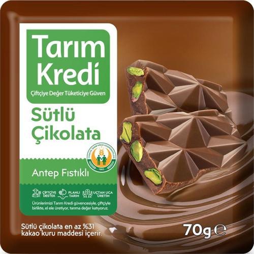 Kare Çikolata Sütlü Antep Fıstıklı 70 G