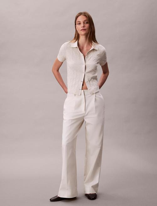 Kısa Kollu Tamamı Baskılı Jakarlı Polo Kadın Beyaz T-shirt LV044D209G-67U