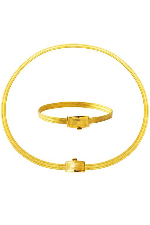 Klasik Tokalı 3 Sıra Trabzon Hasır Set Altın