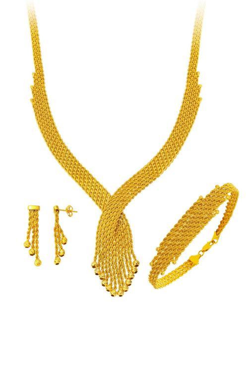 Halat Örgülü Altın Düğün Seti