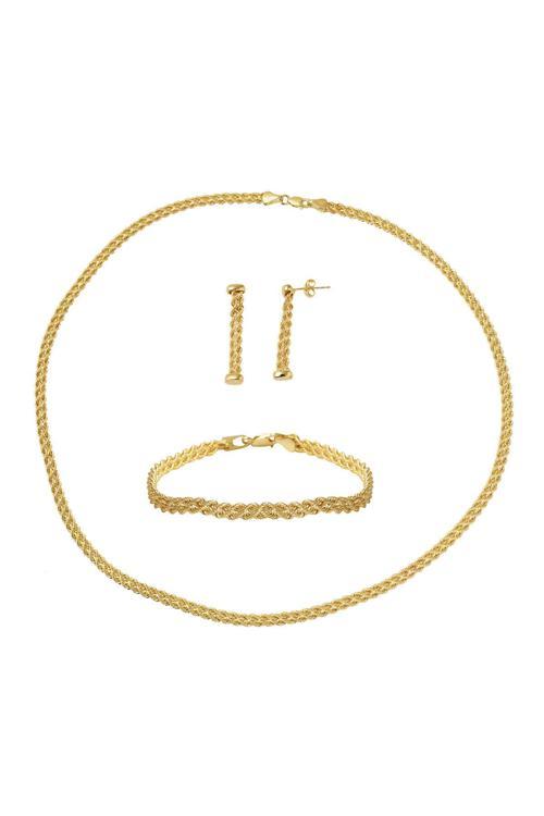 Sultan Örgüsü Taşsız Altın Takı Seti