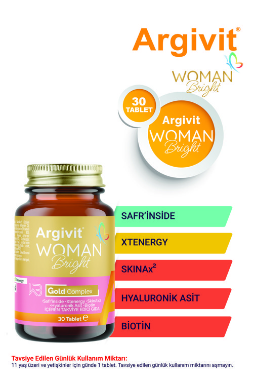 Woman Bright Gold Kompleks - Biotin, Niasin, Çinko (SAFR'İNSİDE, XTENERGY) Takviye Edici 30 Tablet