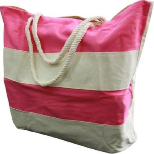 Keten Plaj Çantası 03 Pembe 36cmx44cm