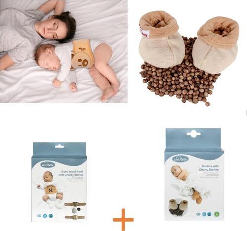Mommyslab Sevi Gaz Giderici Kiraz Çekirdekli Patik+gaz Giderici Kiraz Çekirdekli Bebek Bel Bandı Set
