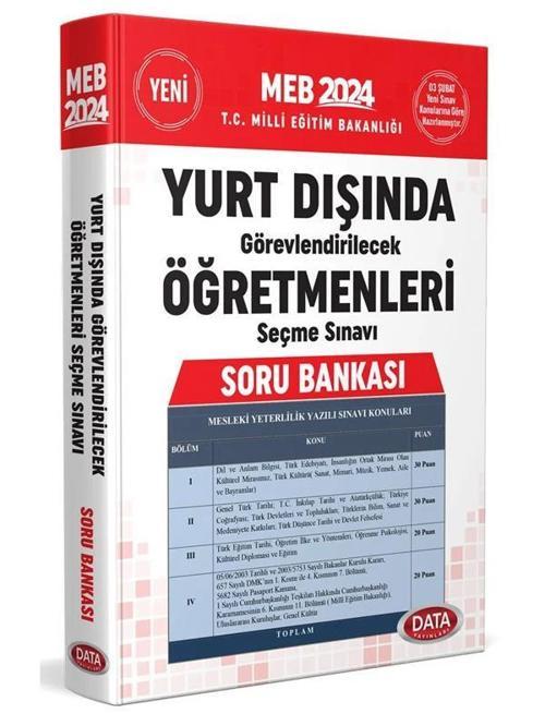 Data Yayınları 2024 MEB Yurt Dışında Görevlendirilecek Öğretmenleri Seçme Sınavı Soru Bankası