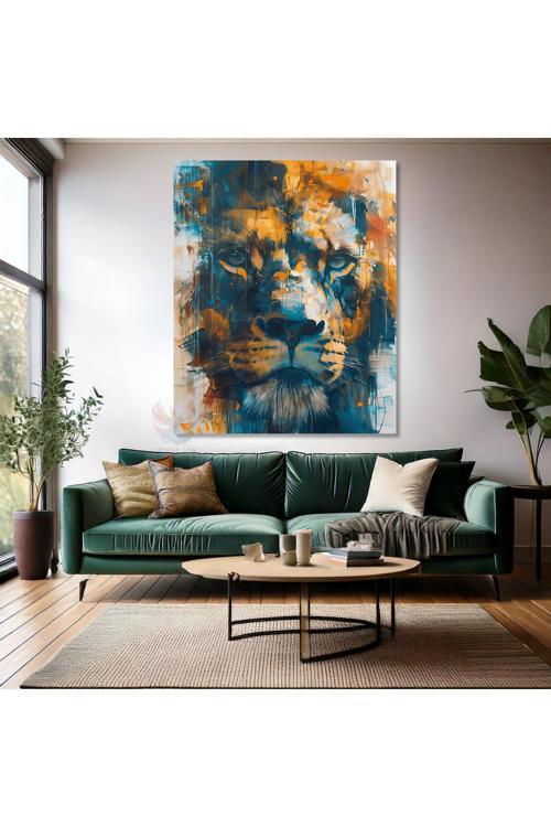 Karizmatik Aslan Tablosu Kanvas Tablo Modern Duvar Dekoru Genç Odası Tablosu